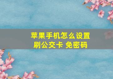 苹果手机怎么设置刷公交卡 免密码